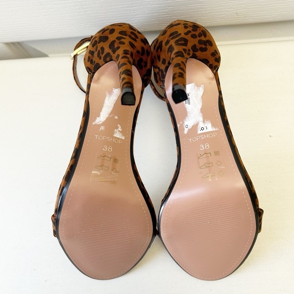 Topshop Leopard Print Stiletto Heels Ankle Strap Brown and Black Size 7.5 UNWORN - Picture 14 of 15